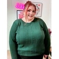 thumbnail image 3 of CASSIE LIZ Womens Plus Size Sweaters 4X Crew Neck Knit Pullover Fall Fashion Green Loose Fit Winter Dressy 4XL 24W 26W, 3 of 10