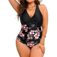 thumbnail image 1 of GFDYREE Women Plus Size One Piece Swimsuits V Neck Tummy Control Bathing Suits Front Cross Swimwear, 1 of 6