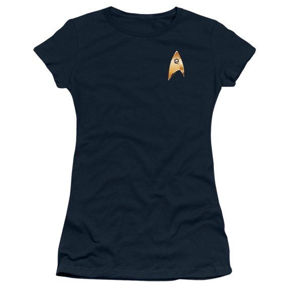 Star Trek Discovery Operations Badge Junior Women's Sheer T-Shirt Navy