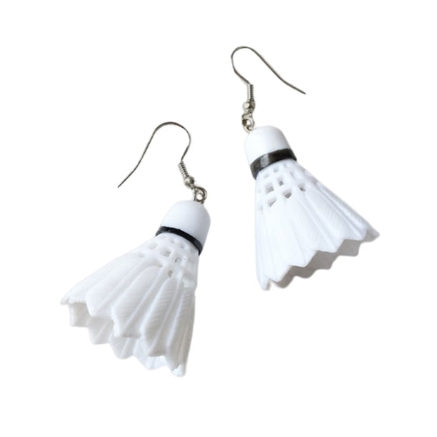 Personalidad Divertido Lifelike Blanco Badminton Pendientes Alternativa Accesorios para el oído