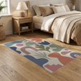 thumbnail image 2 of ODIKA 5'x7' Earthy Tones Abstract Harmony Design Washable Area Rug Modern Artistic Interpretation with Flock Motif for Dining Room, Under Table, Home Office, Non-Slip Chair-Friendly, 2 of 6