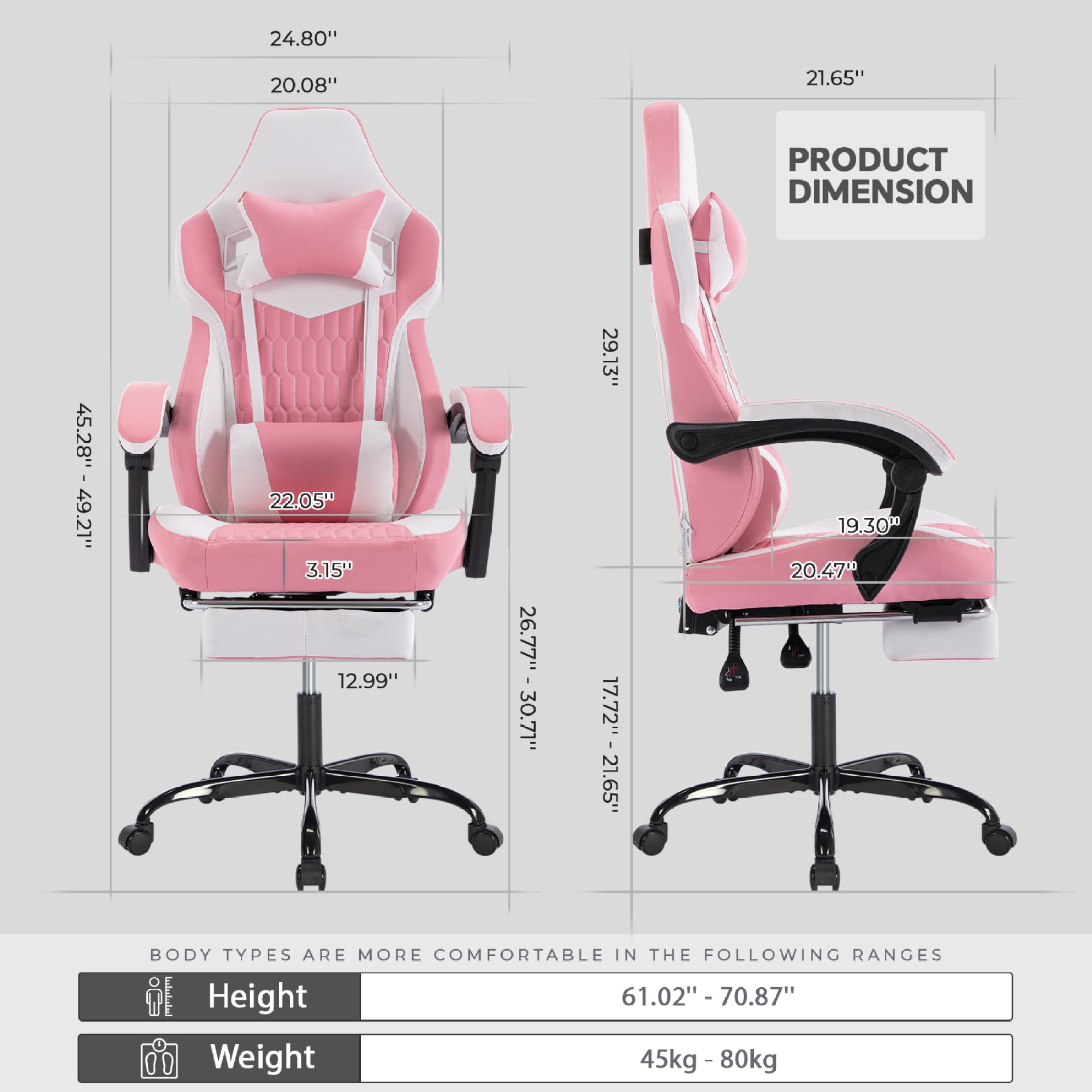Gaming Chair with Footrest, High Back Gaming Chairs PVC Leather Racing Style Video Gaming Chair for Office/Home