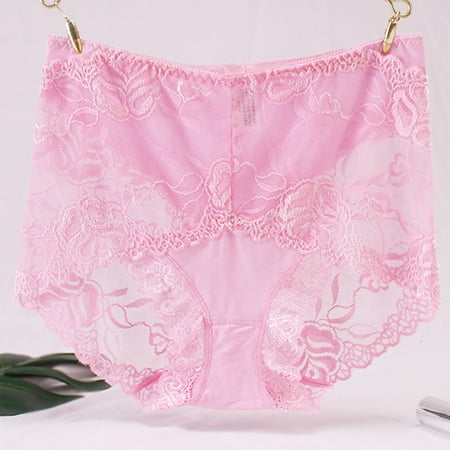 

2PC Underwear Women High Waisted Sexy Ladies Transparent Lace Panties Big Size Cotton Hollow Breathable Quality