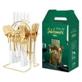 thumbnail image 1 of Gold Silverware Set Stainless Steel  24 Piece Anti-Rust Mirror Polished Flatware Gold Utensils Set Service for 6 with Gift Packaging  Dishwasher Safe  Hotel Tableware Wholesale, 1 of 6