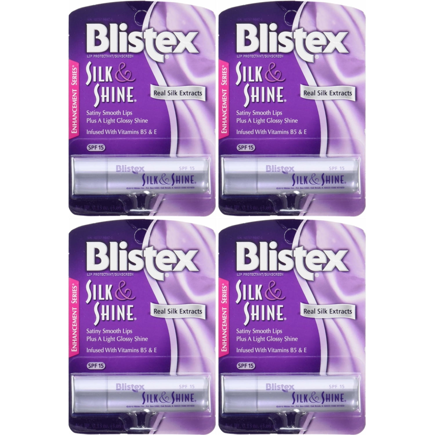 4 Pack Blistex Silk & Shine Lip Protectant Sunscreen Balm SPF 15 0.13
