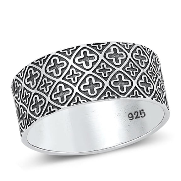 Promise Christian Cross Ring .925 Oxidized Sterling Silver Band Jewelry Female Male Unisex Size 7