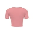thumbnail image 3 of Women Rib Casual Slim Fit Short Sleeve Crew Neck Basic Crop T Shirt Top, 3 of 5