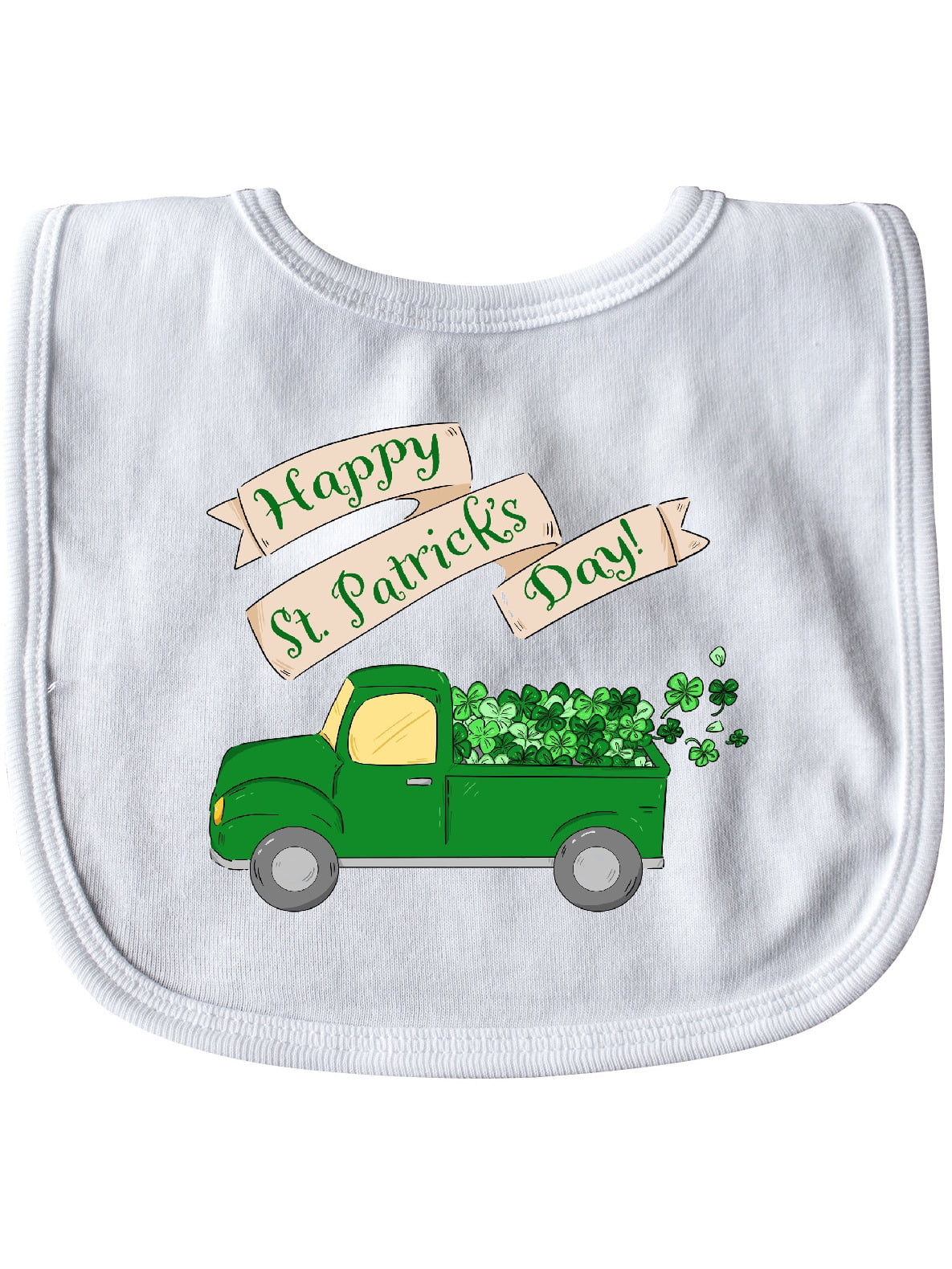 Download Happy St. Patrick's Day Green Truck with Clovers Baby Bib ...