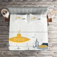 thumbnail image 2 of Ambesonne Yellow Submarine Quilted Coverlet 3 Pcs, Treasure Chest, King Size, White and Earth Yellow, 2 of 2