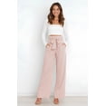 thumbnail image 2 of Pantalones elásticos de mujer, pantalones elegantes de mujer con lazo, pantalones de cintura alta, 2 of 8
