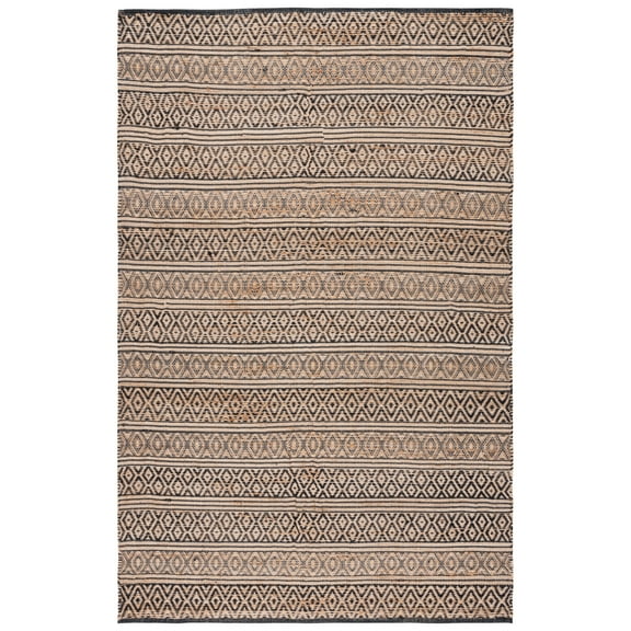 SAFAVIEH Natural Fiber Baxter Geometric Area Rug, Black/Natural, 4' x 6'