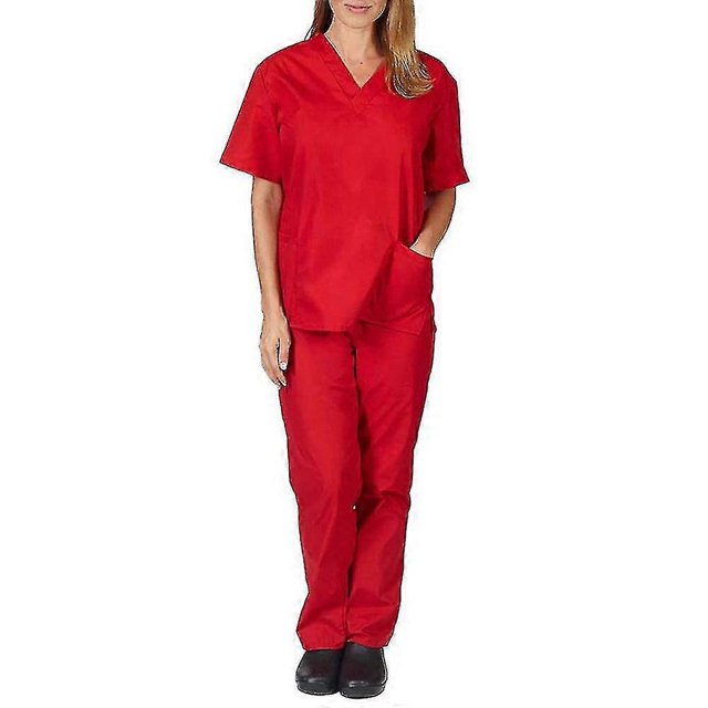 Ensemble de 2 Pcs Uniforme Médical d'Hôpital Unisexe Haut Pantalon Infirmière Dentiste