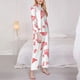 thumbnail image 3 of Balery Pink Hearts Conjunto de Pijama con Estampado para Mujer, Conjunto de Dos Piezas con Manga Larga, Ropa de Dormir Suave con Bolsillos, Pijamas Cómodos-Large, 3 of 7