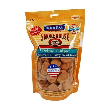 SmokeHouse Prime Chips Chicken Breast; Turkey Breast Tenders Dog Treats, 16 Oz