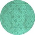 thumbnail image 1 of Ahgly Company Indoor Round Abstract Turquoise Blue Modern Area Rugs, 8' Round, 1 of 4