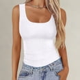 thumbnail image 3 of Gsakboxl Womens Tops Women Square Neck Ribbed Knit Cropped Sleeveless Tank Top Trendy Slim Fit Summer Casual Basic Tee Camisole White M, 3 of 6