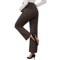 thumbnail image 3 of INSPIRE CHIC Women's Wide Leg Maternity Pants Over the Belly Elastic Stretch Pregnancy Trousers with Pockets Brown M, 3 of 5