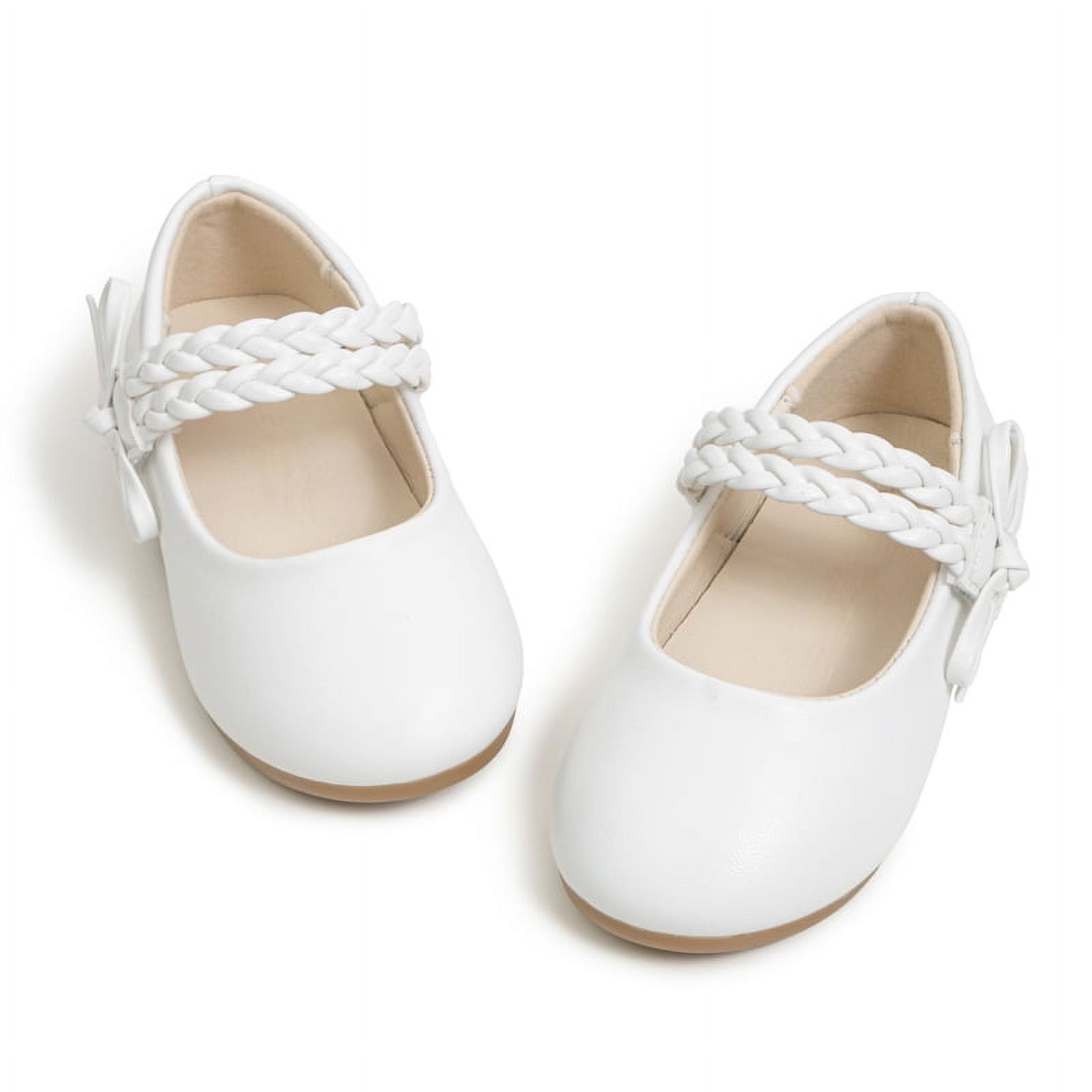 Meckior Toddler Dress Girls Shoes Mary Jane White Flat Princess Shoes ...