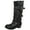 Black PU, variant on Reactor-06 Round Toe Knee High Boot