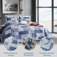 thumbnail image 3 of Jessy Home Patchwork Bedspread Set Queen/Full Grey Blue Plaid Quilt Microfiber Coverlet, 3 of 7