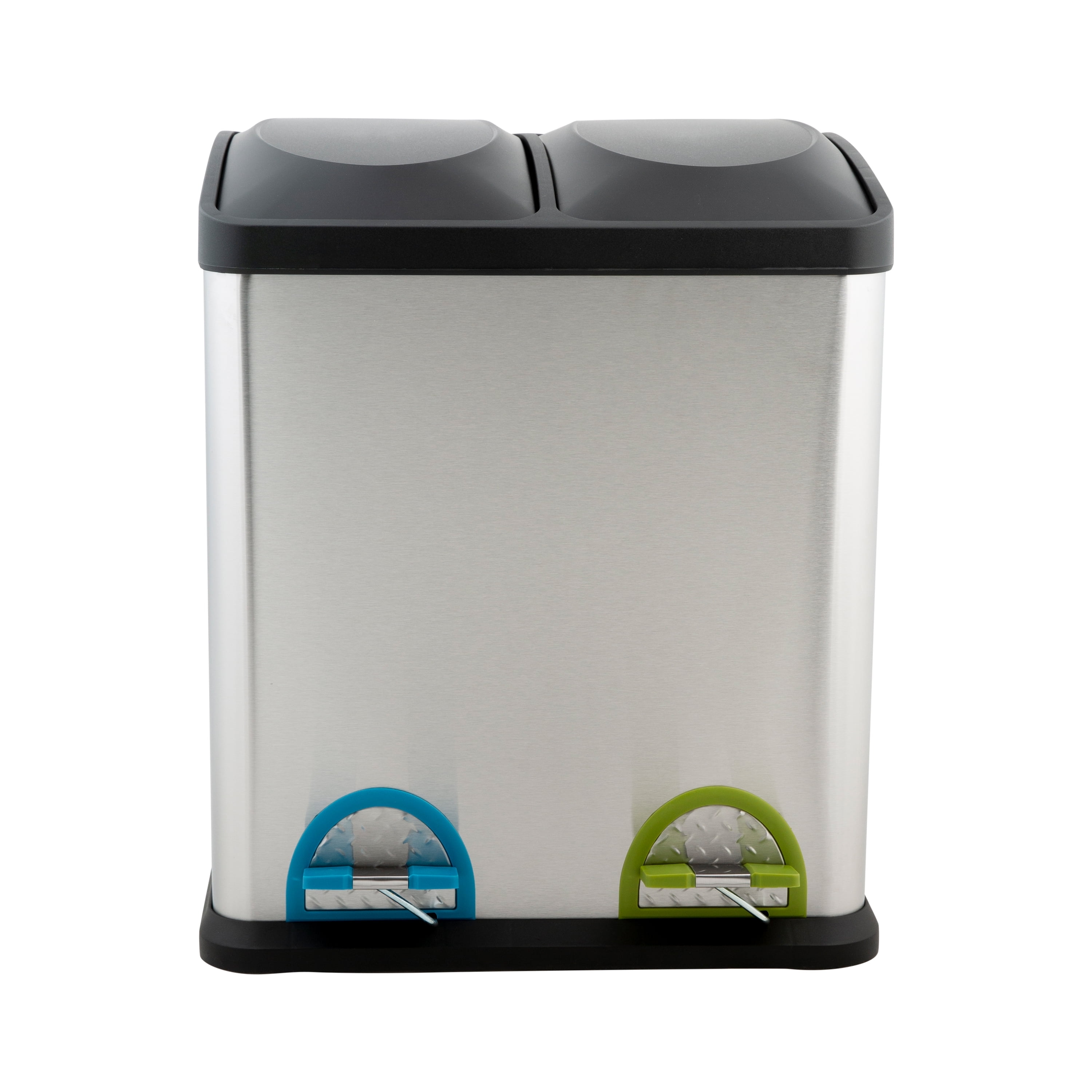 Organize It All 30 Liter 2 Compartment Stainless Steel Recycle Bin