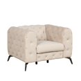 thumbnail image 3 of Velvet Accent Chair, Single Sofa Chair with Metal Legs, Comfy Upholstered Armchair with Button Tufted Back, Modern Side Chair for Living Room Bedroom, Beige, 3 of 7