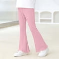 thumbnail image 4 of Lenpel Girls' Flare Leggings Toddler Baby Ribbed Knit Elastic Waist Ruffle Hem Bell Bottom Pants Bootcut Casual Pants, 4 of 7