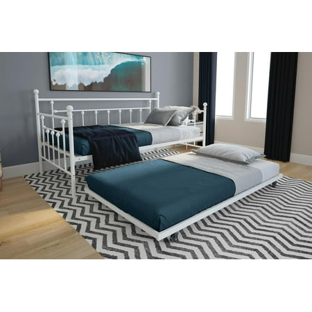 DHP Manila Twin Size Metal Daybed and Twin Size Trundle, White