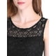 thumbnail image 5 of Mini vestido acampanado sin mangas con encaje floral para mujer Negro S, 5 of 7