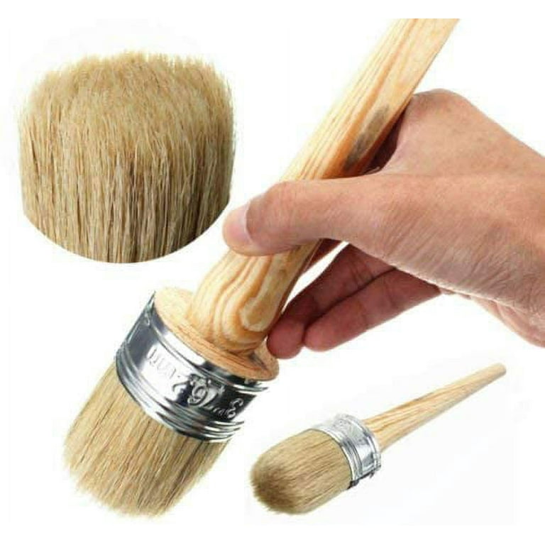 Chalk and Wax Paint Brush, Large 2-in-1 Round Natural Bristles Painting  Tool for DIY Furniture, Stencils, Home Decor, Wood Projects, Wax Finishing
