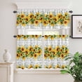 thumbnail image 2 of 3 Piece Kitchen Curtains and Valances Set Sunflower Plaid Cafe Curtains 36 Inch Length Retro Yellow Green Floral Leaf Grey Valance & Tier Curtain for Living Room Bedroom Window 54"x18"+27"x36"*2, 2 of 6
