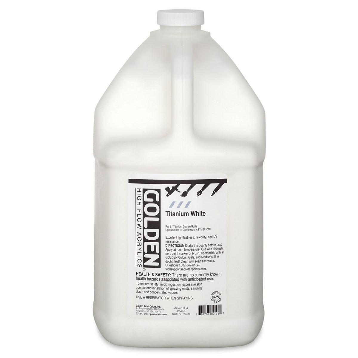 Golden High Flow Acrylics, 128 oz, Titanium White