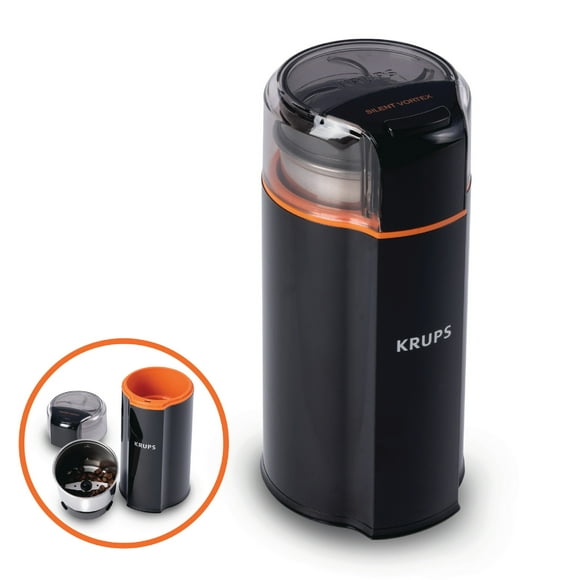 KRUPS Silent Vortex Electric Coffee and Spice Grinder, Plastic Exterior, with Removable Dishwasher Safe Bowl, 12-Cup, Black