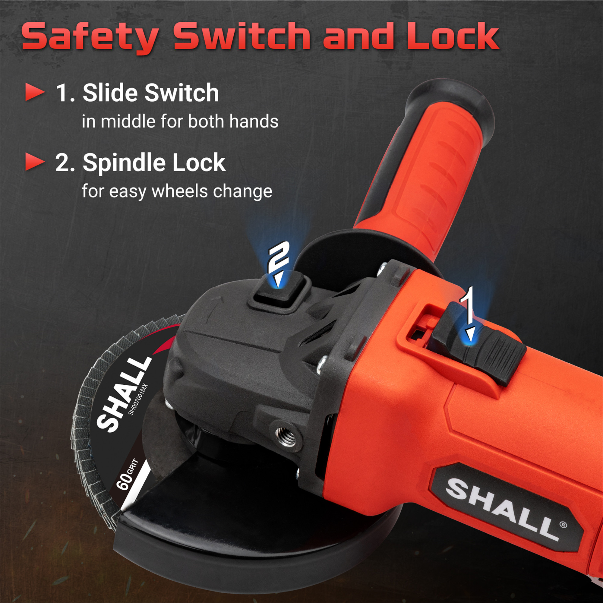 SHALL 4.5" Angle Grinder 11000 RPM with Accessories photo 2