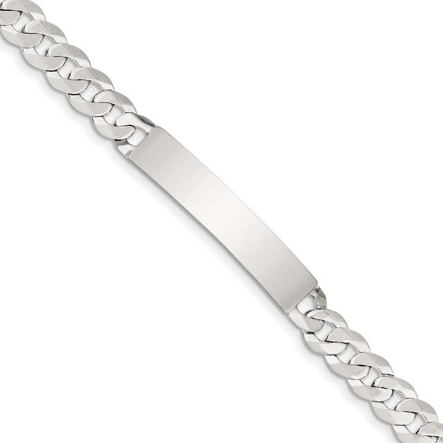 925 Sterling Silver Curb Link Name Bar Identification Id Bracelet