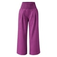 thumbnail image 4 of Gunia Wide Leg Pants Women High Waisted Palazzo Solid Color Stretch Casual Trousers With Pockets Summer Flowy Pants, 4 of 4