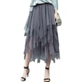 thumbnail image 2 of Womens Irregular Mesh Tulle Skirt High Waist Versatile Slimming Layered Tutu Skirt Gray L, 2 of 8