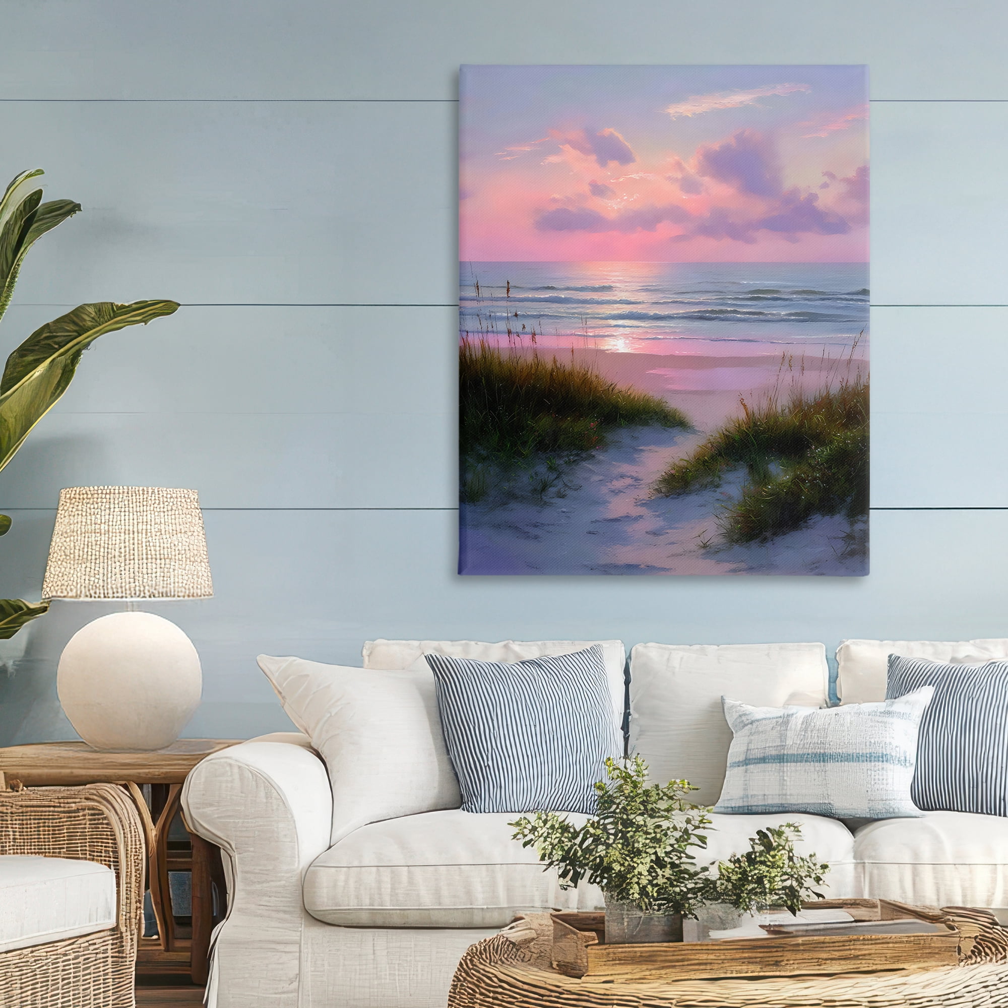 Stupell Industries Romantic Beach Sunset in Pink Canvas Wall Art, design by Franklyn Gregory