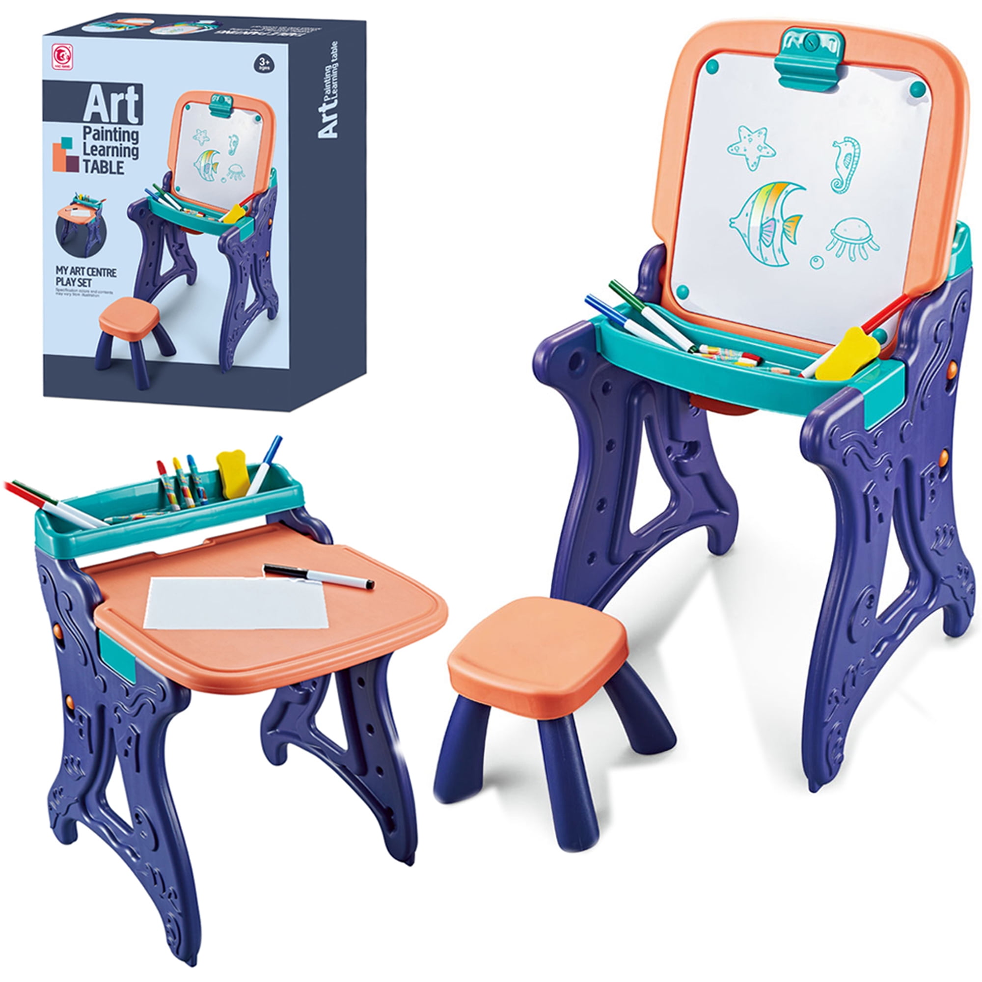 Art Easels with Chair for Kids Learning Table for Toddlers Toddler Art Easel with Dry Erase