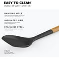 thumbnail image 3 of Large Silicone Cooking Utensils - Heat Resistant Kitchen Utensil Set with Wooden Handles, Spatula,Turner, Slotted Spoon, Pasta server, Kitchen Gadgets Tools Sets for Non-Stick Cookware (Black), 3 of 11