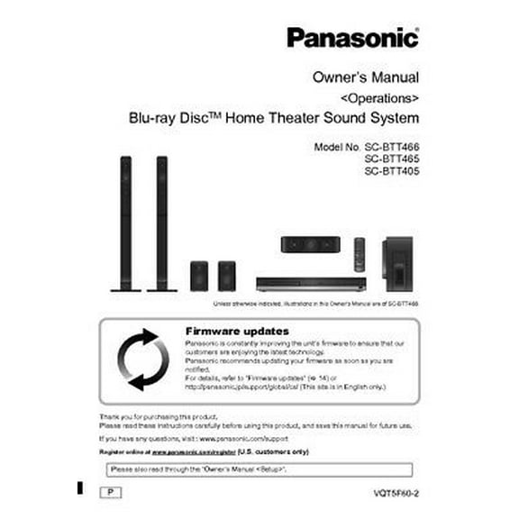 Panasonic SA-BTT405 SA-BTT465 SA-BT466 Home Theater Instruction Manual REPRINT