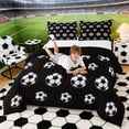 thumbnail image 3 of Erosebridal Black White Soccer Queen Comforter Set, Sport Bedding Comforter Set for Boys and Girls, Black Reversible 3-Piece, 1 Comforter and 2 Pillowcases, 3 of 6
