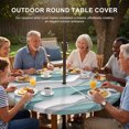thumbnail image 2 of Round Outdoor Tablecloth with Umbrella Hole and Zipper, Teal Ombre Fitted Table Cover with Elastic Edge for 55-60 Inch, Modern Geometric Moire Abstract Art Waterproof Patio Tablecoths for Picnic, 2 of 9