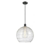 516-1P-BK-G1213-14-Innovations Lighting-Athens Deco Swirl - 1 Light Pendant In Industrial Style-16.88 Inches Tall and 13.75 Inches Wide-Matte Black