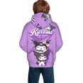 thumbnail image 5 of Sanrio Kuromi Kids' Hoodie 3d Print Sweatshirt Soft Pullover Hooded With Big Pockets Fans Gifts For Boys Or Girls X-Large, 5 of 7