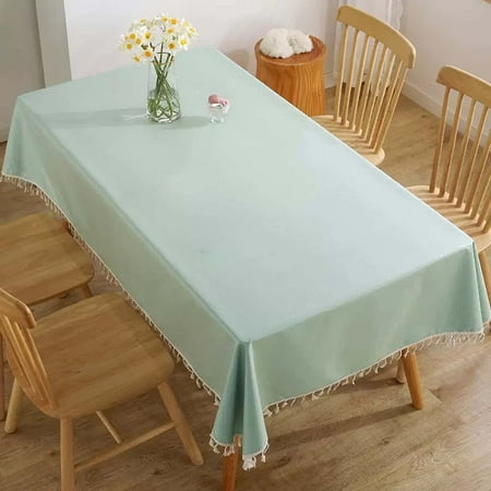 

UMMH 55x55 inches Waterproof Cotton Linen Tablecloth Dining Table Cloths Rectangle Washable Tablecloths with Tassels Heavy Duty Decorative Fabric Table Cover for Kitchen Coffee Table