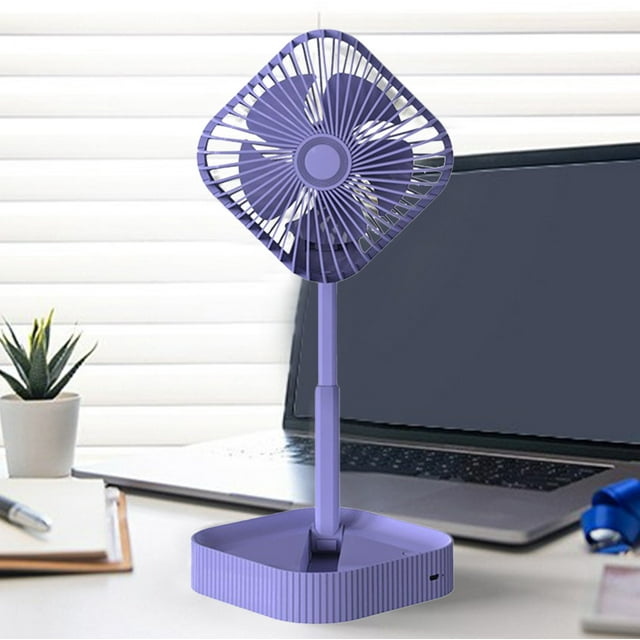 Boovnll Portable Pedestal Fan - Foldaway Standing Fan Foldable Desk Fan Wireless Use 1200Mah Rechargeable Battery Control Telescopic 3Speed Quiet Fan for Home Kitc