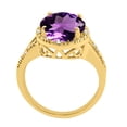 thumbnail image 5 of Mauli Jewels Rings for Women 4.53 Carat Oval Shaped Amethyst and Diamond Ring 4-Prong 10K Yellow Gold, 5 of 6