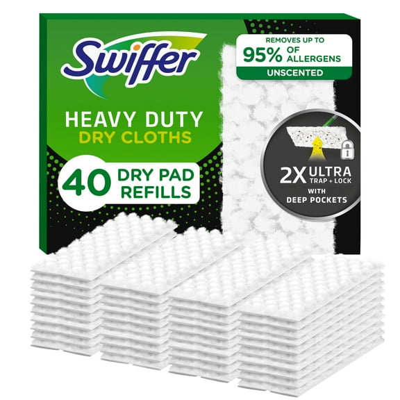 Swiffer Sweeper Heavy Duty CCF19 Mop Pad Refills for Floor Mopping and Cleaning, All Purpose Multi Surface Floor Cleaning Product, 20 Count, 2 Pack