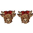 thumbnail image 1 of Pendientes de vaca de las Tierras Altas para mujer: pendientes de madera hechos a mano con forma de vaca, 1 of 5
